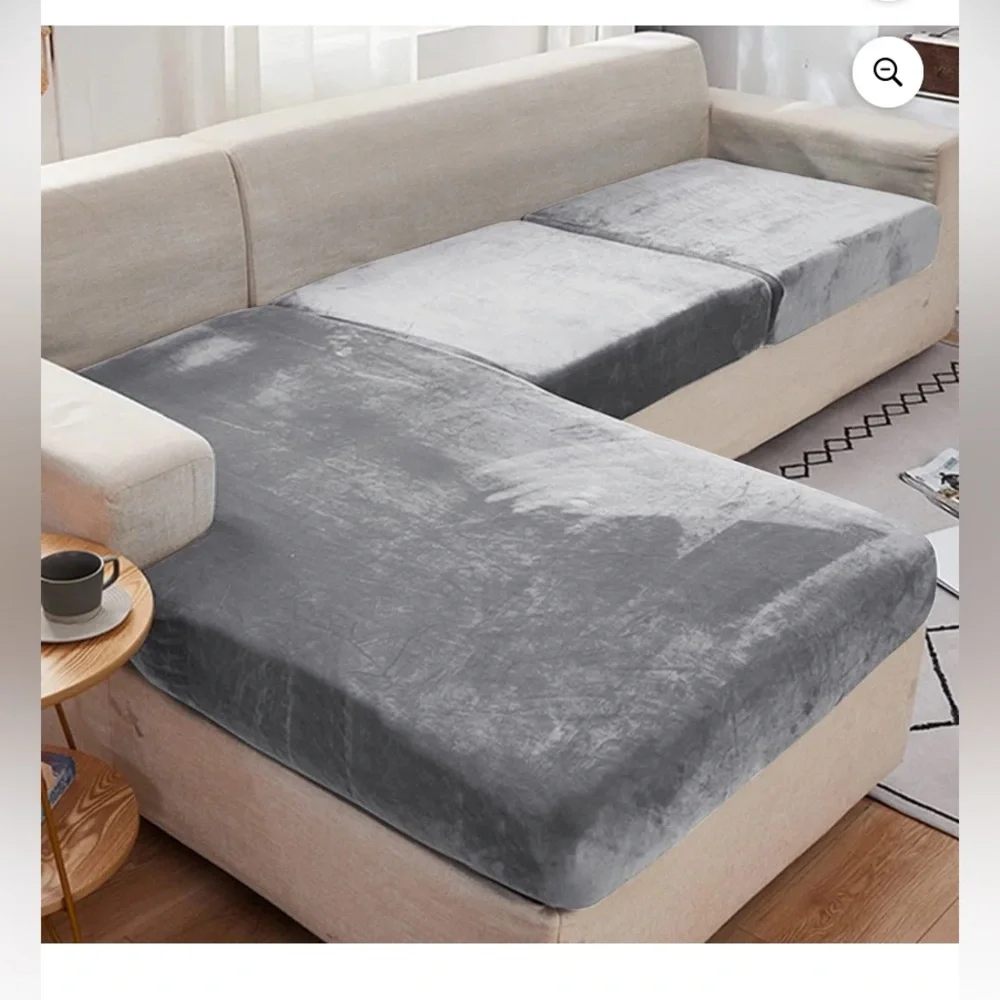 3 Seat Gray Velvet Sofa Cover
